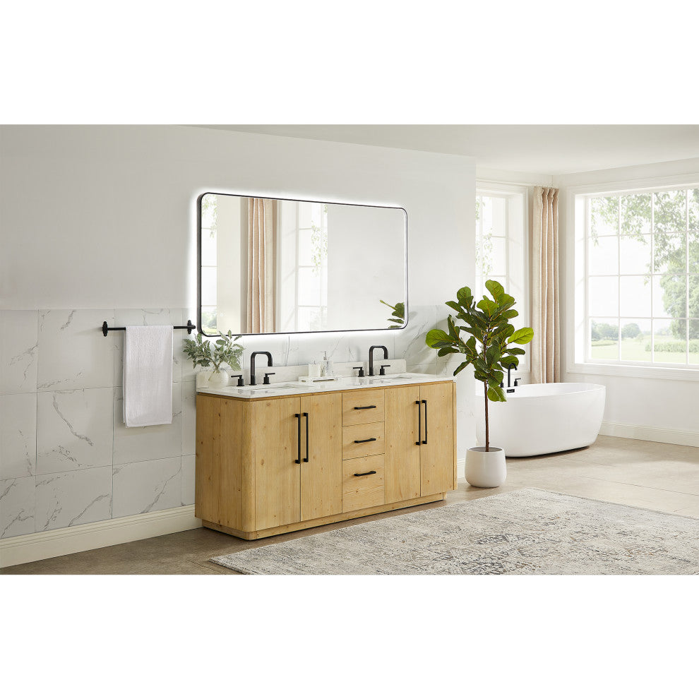 Serene Bathroom Vanity, Nature Brown, 72", No Mirror