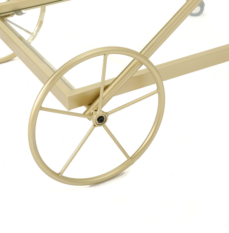 GDF Studio Patty Traditional Iron and Glass Bar Cart, Gold