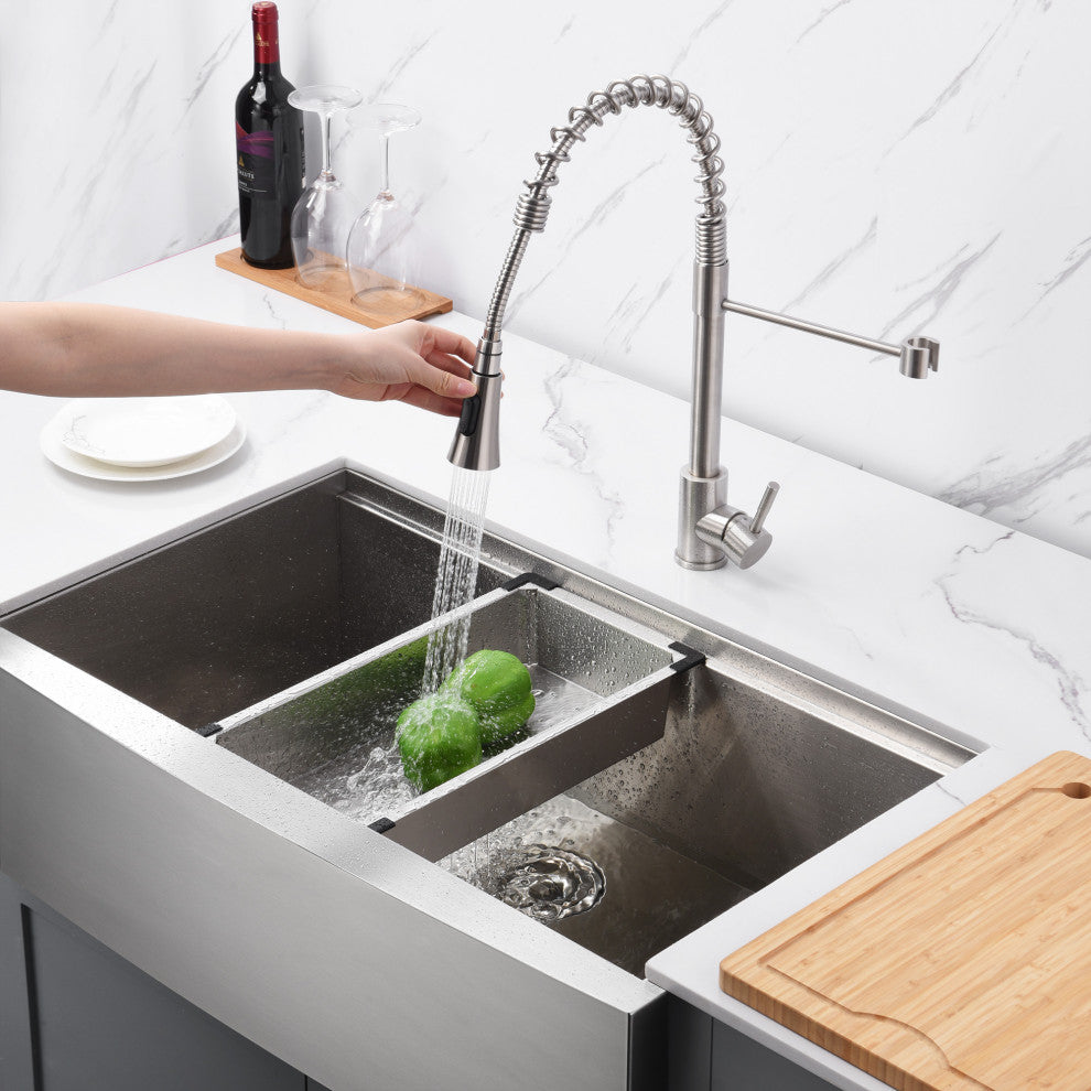 Farmhouse Apron-Front 18-Gauge Stainless Steel Single Bowl Kitchen Sink, 36"