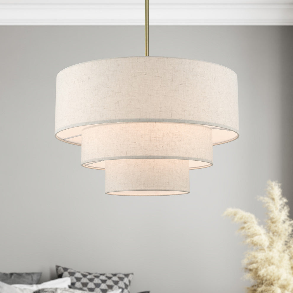 Livex Lighting Gladstone 4-Light Antique Brass Pendant Chandelier