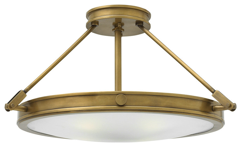 Hinkley Collier Medium Led Semi-Flush Mount, Heritage Brass
