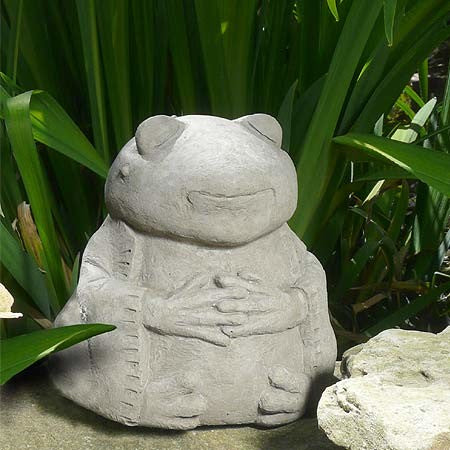 Meditating Buddha Frog Cast Stone Garden Statue