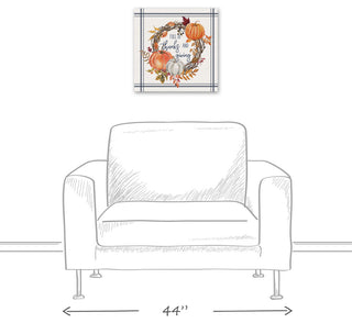 Thanks And Giving Fall Wreath 1 16"x16" Canvas Wall Art