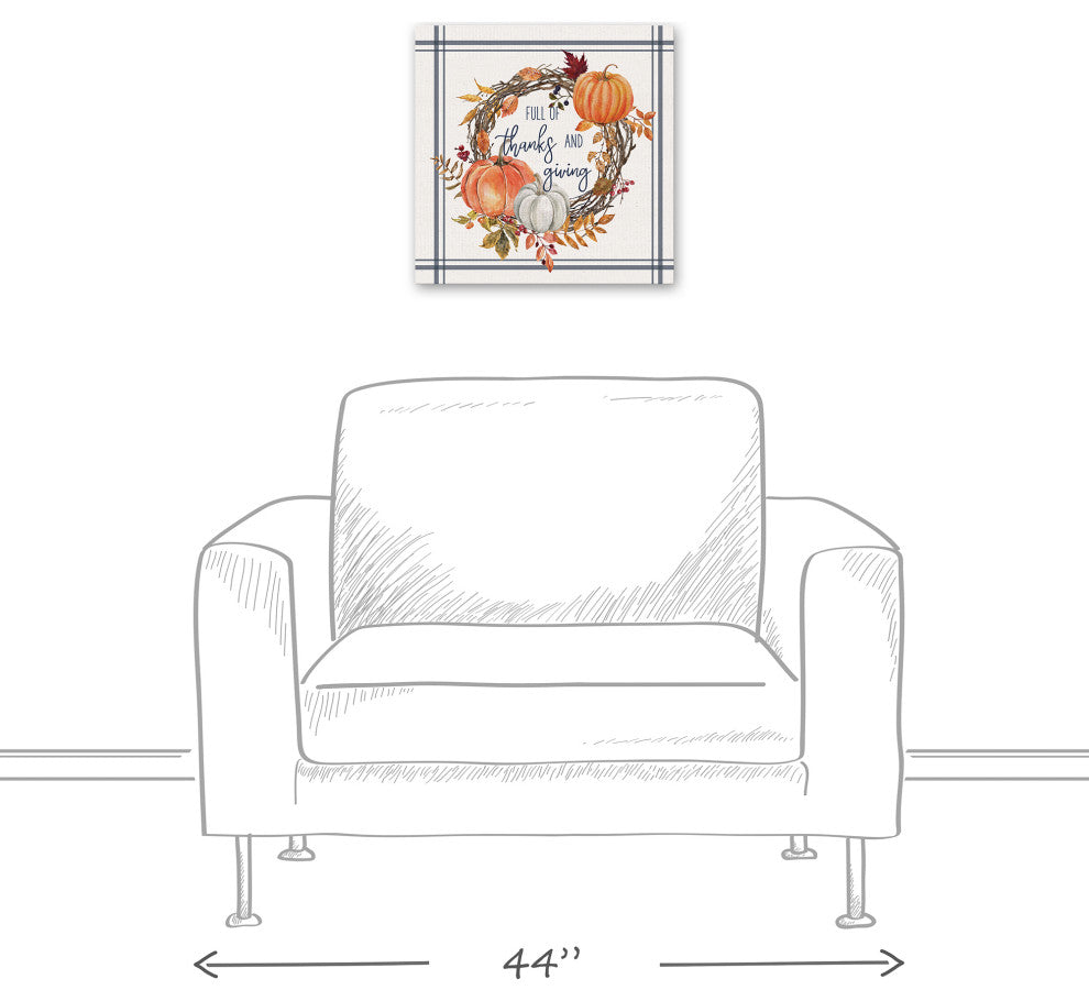 Thanks And Giving Fall Wreath 1 16"x16" Canvas Wall Art