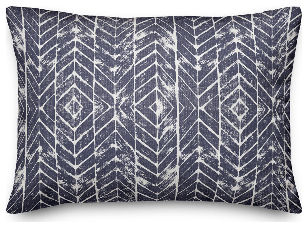 Distressed Indigo Chevron 14x20 Spun Poly Pillow