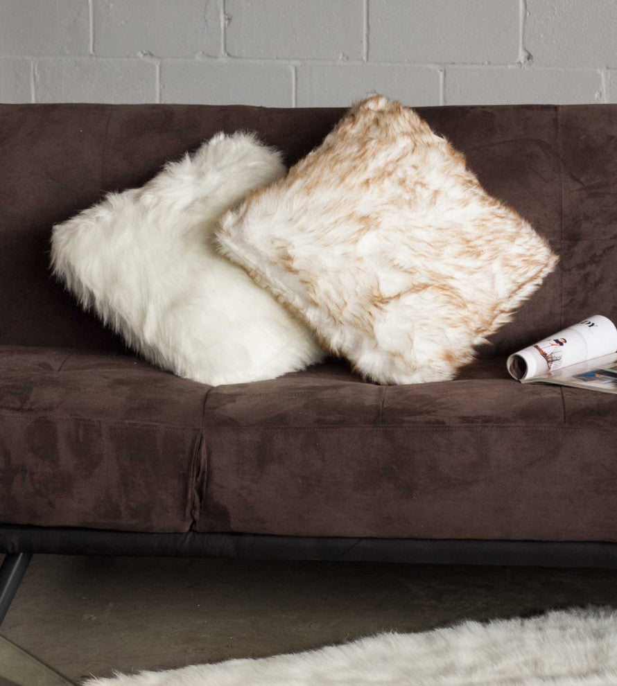 HomeRoots 18" x 18" x 5" Gradient Tan Faux Fur Pillow