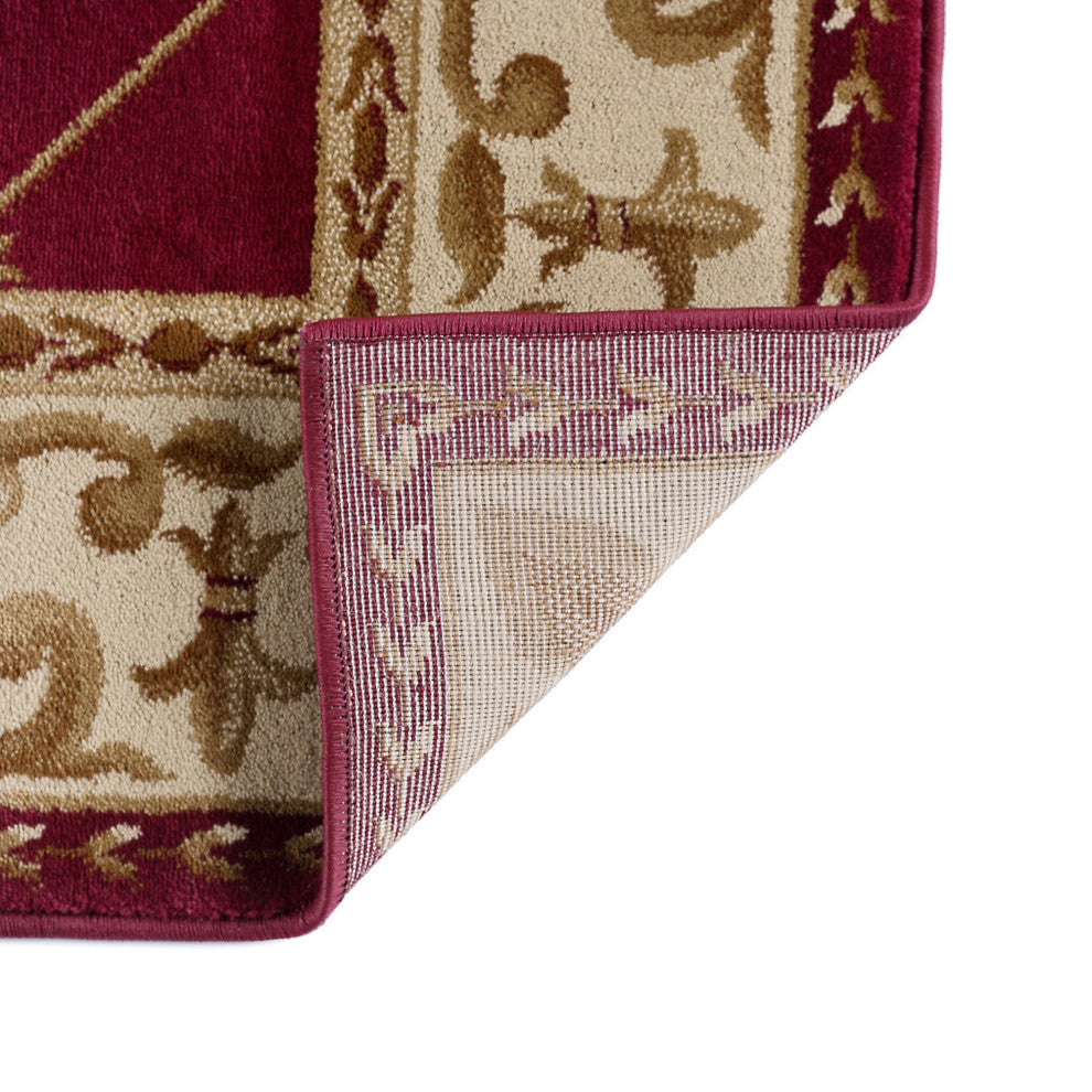 Orleans Traditional Border Area Rug, Red, 7'10" X 10'3"