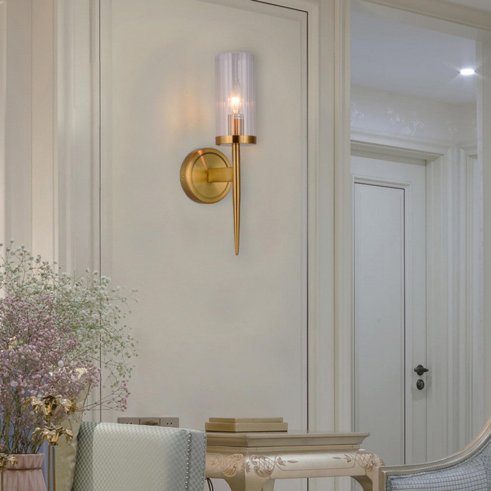 Antique Brass Frame With Clear Glass Shade Wall Sconce
