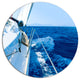 Tourism Yacht Sailing In Blue Sea, Seashore Disc Metal Wall Art, 38"