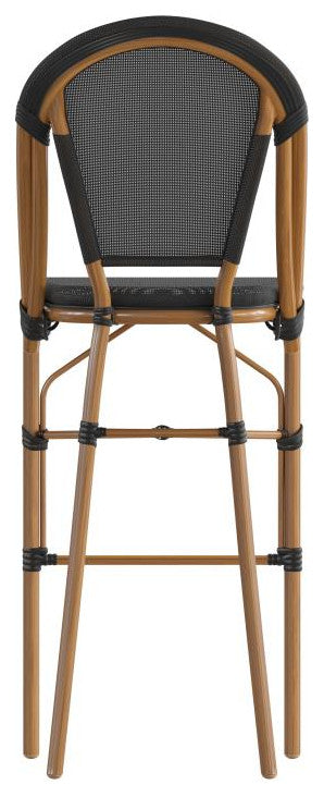 Marseille Stackable Indoor/Outdoor Bistro 30" High Barstool, Commercial Grade, Black/Natural Frame