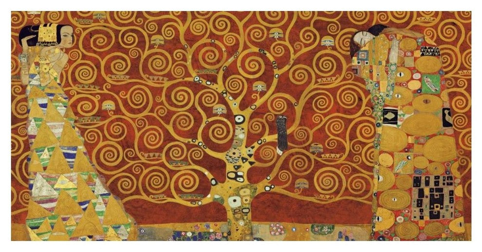 "Tree of Life Red Variation" Digital Paper Print by Gustav Klimt, 50"x26"