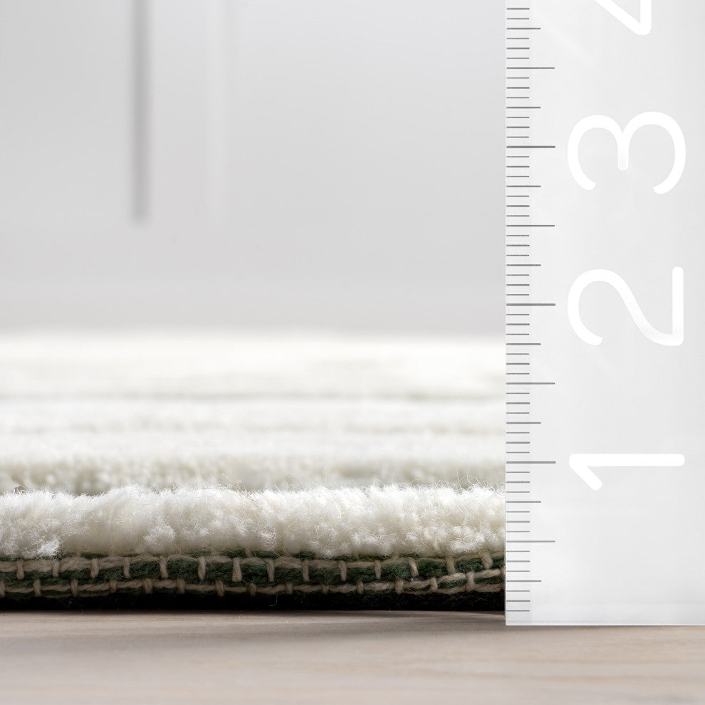 Babai New Zealand Wool Area Rug, Green 3'x5'