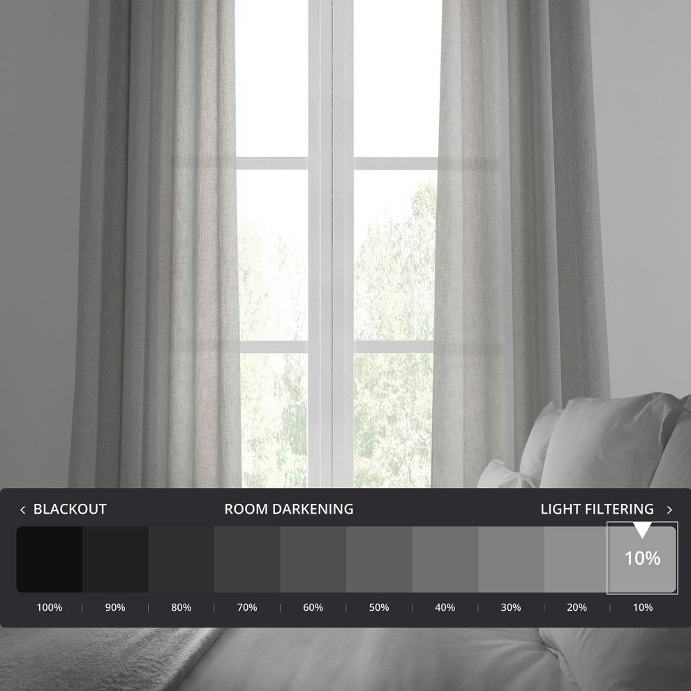 Solid FauxLinen Sheer Curtain, Single Panel, Paris Gray, 50"x96"