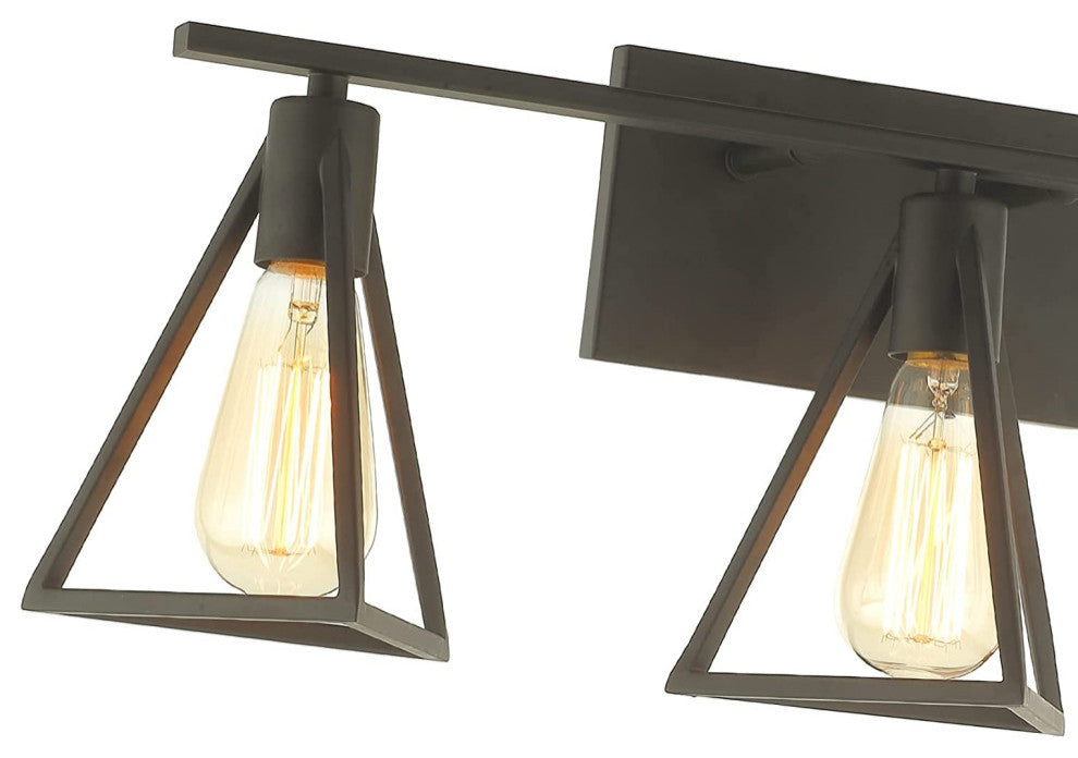 3-Light Bathroom Wall Sconce Lighting Over Mirror Black Triangle Wall Mounted