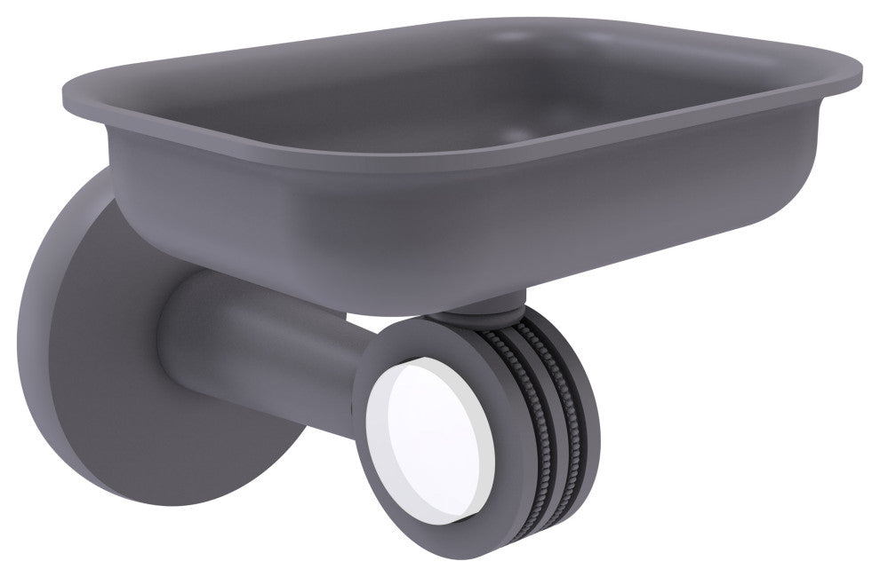 Clearview Wall Mounted Soap Dish Holder with Dotted Accents, Matte Gray