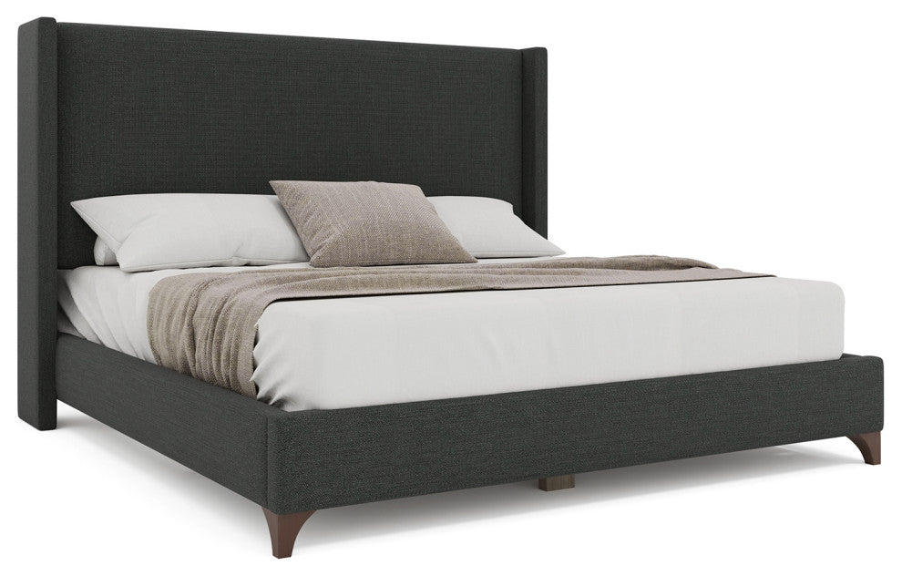 Nativa Interiors Megan Classic Plain Upholstered Bed, Charcoal, Queen