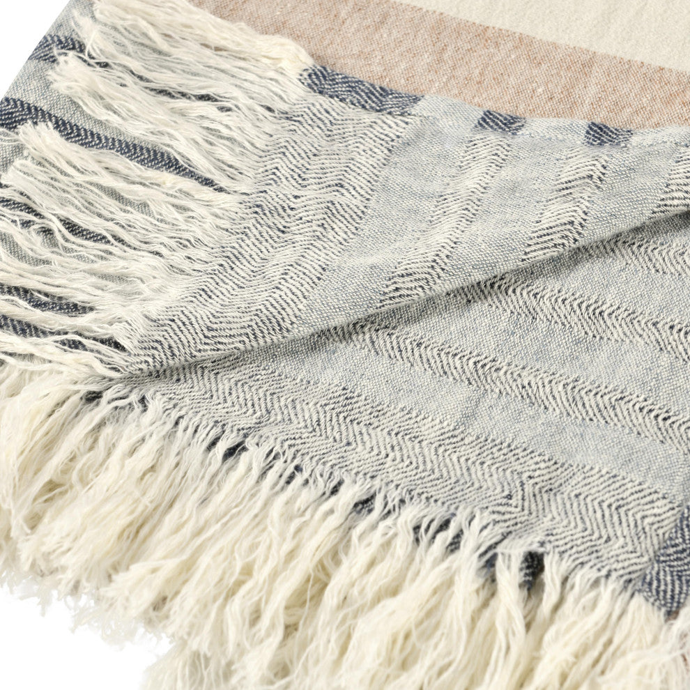 Crawford Belgian Linen Multicolor Throw Blanket Blanket, Sagebrush Multicolor