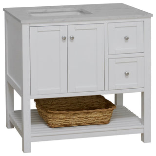 Lakeshore 36" Bathroom Vanity, White, Engineered Carrara