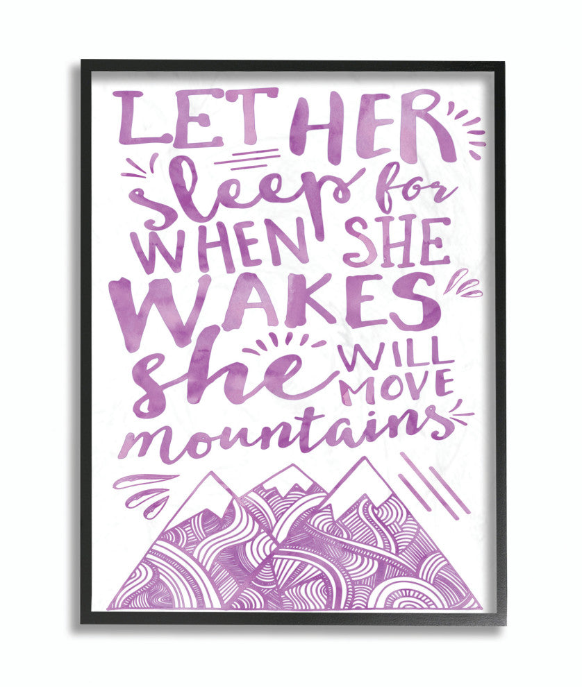 Stupell Industries Let Her Sleep Purple Mountains, 16"x20", Black Framed