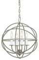 Four Light Globe Chandelier, Aged Silver