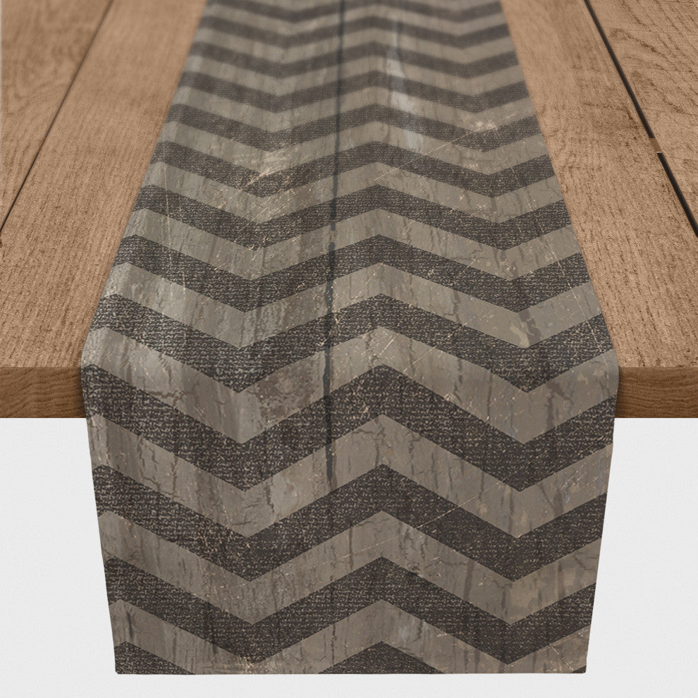 Black Wood Chevron 16x72 Table Runner