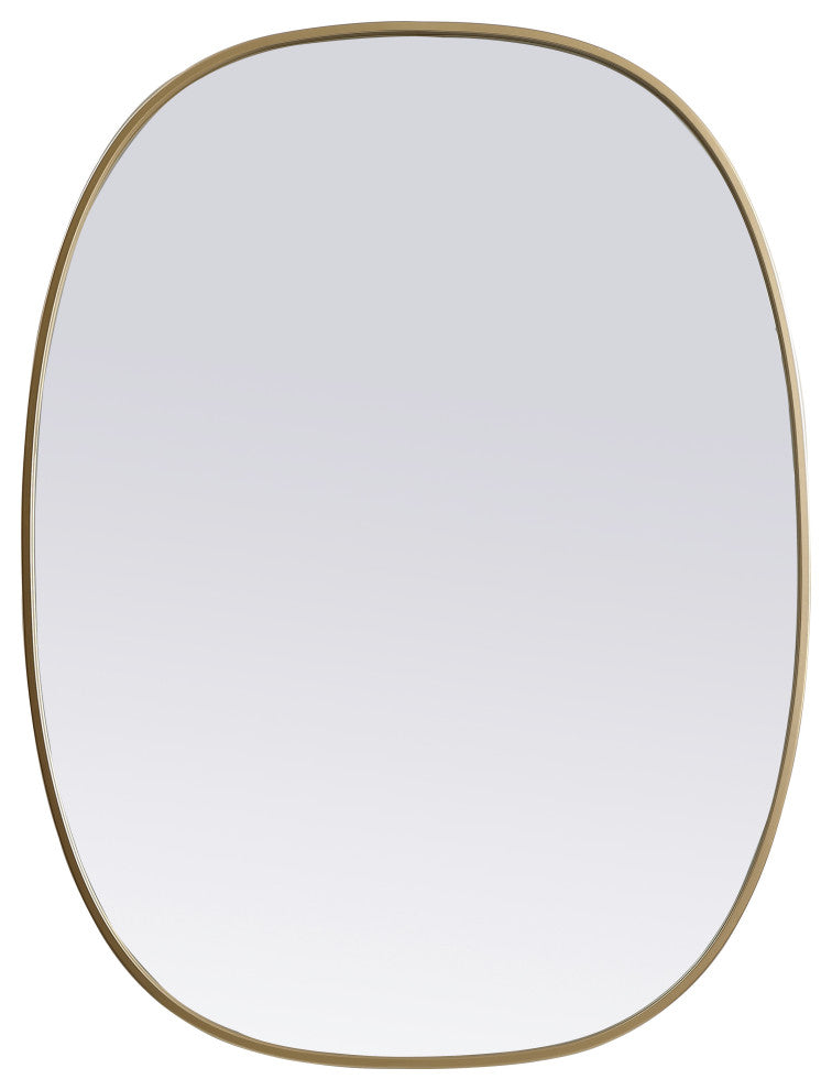 Metal Frame Oval Mirror 30X40 Inch, Brass