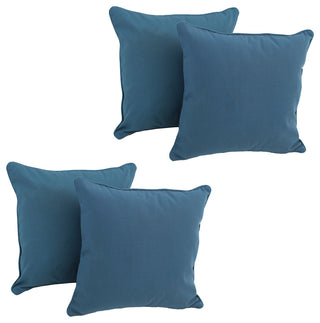 18" Double-Corded Solid Twill Square Throw Pillows, Set of 4, Indigo