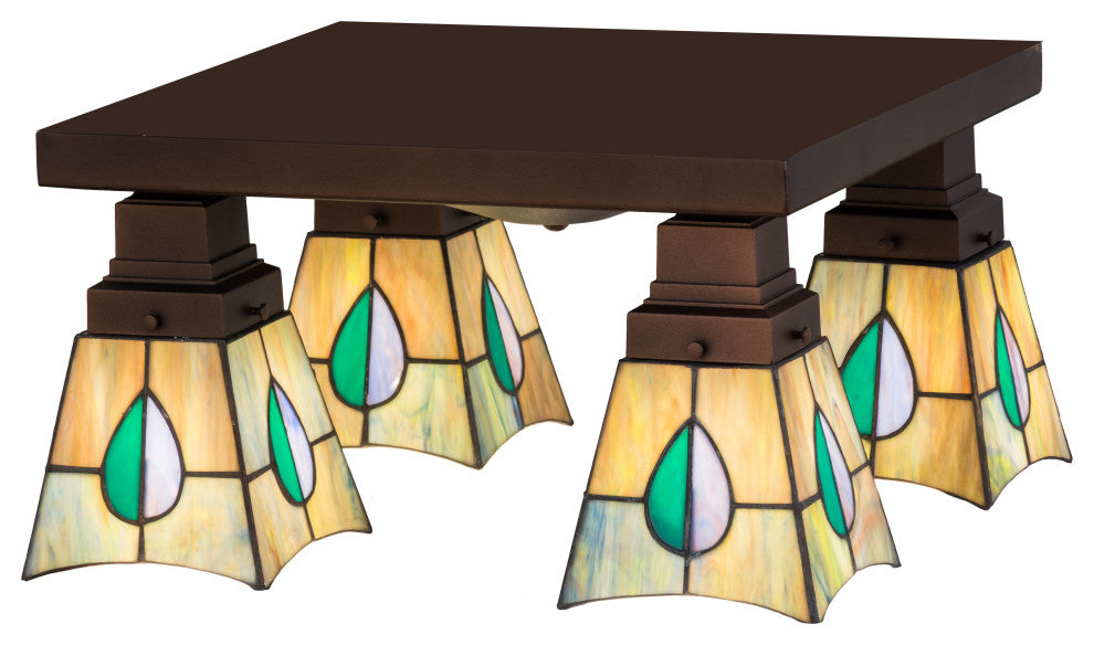 16 Square Mackintosh Leaf 4 Light Flushmount