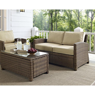 Bradenton 3Pc Outdoor Wicker Conversation Set Sand/Weathered Brown