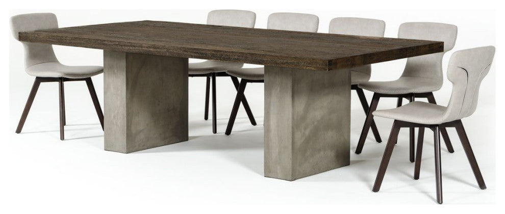 Modrest Renzo Modern Oak and Concrete Dining Table, Large