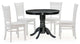 36" Round Dining Room Table Chair Set, Black Table, 5 Piece