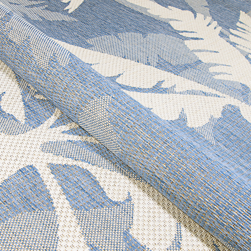 Couristan Monaco Coastal Floral Indoor/Outdoor Area Rug, Ivory-Sapphire, 5'10"x9