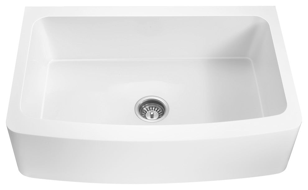 ANZZI Prisma Matte White Solid Surface Farmhouse 36" Single Bowl Kitchen Sink