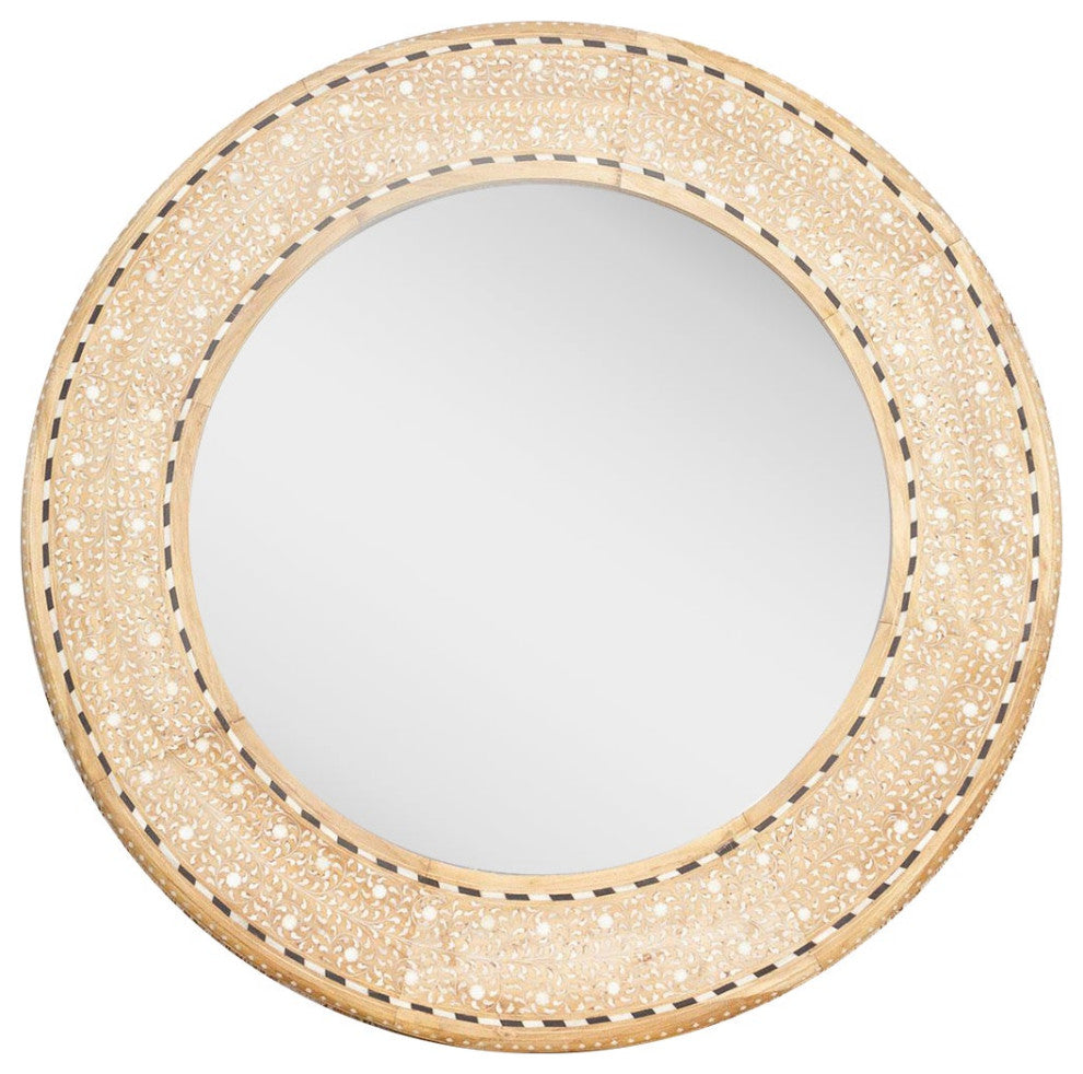 Bleached Farmhouse Zellige Round Inlay Mirror
