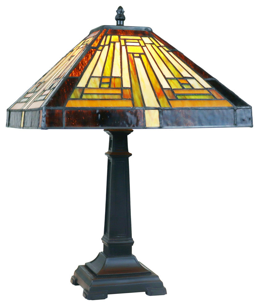Innes Mission Tiffany-Style Blackish Bronze 1 Light Table Lamp 12" Wide