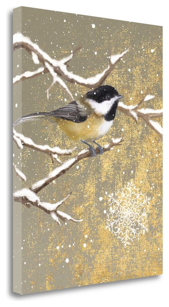 "Winter Birds Chickadee Color" By Beth Grove, Giclee on Gallery Wrap Canvas