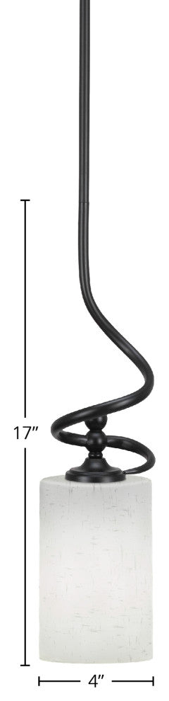 Capri 1-Light Mini Pendant with Hang Straight Swivel, Matte Black/White Muslin