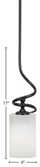 Capri 1-Light Mini Pendant with Hang Straight Swivel, Matte Black/White Muslin
