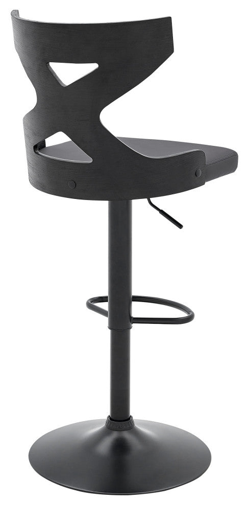 Gray Faux Leather Stylish Curved Back Bar Stool