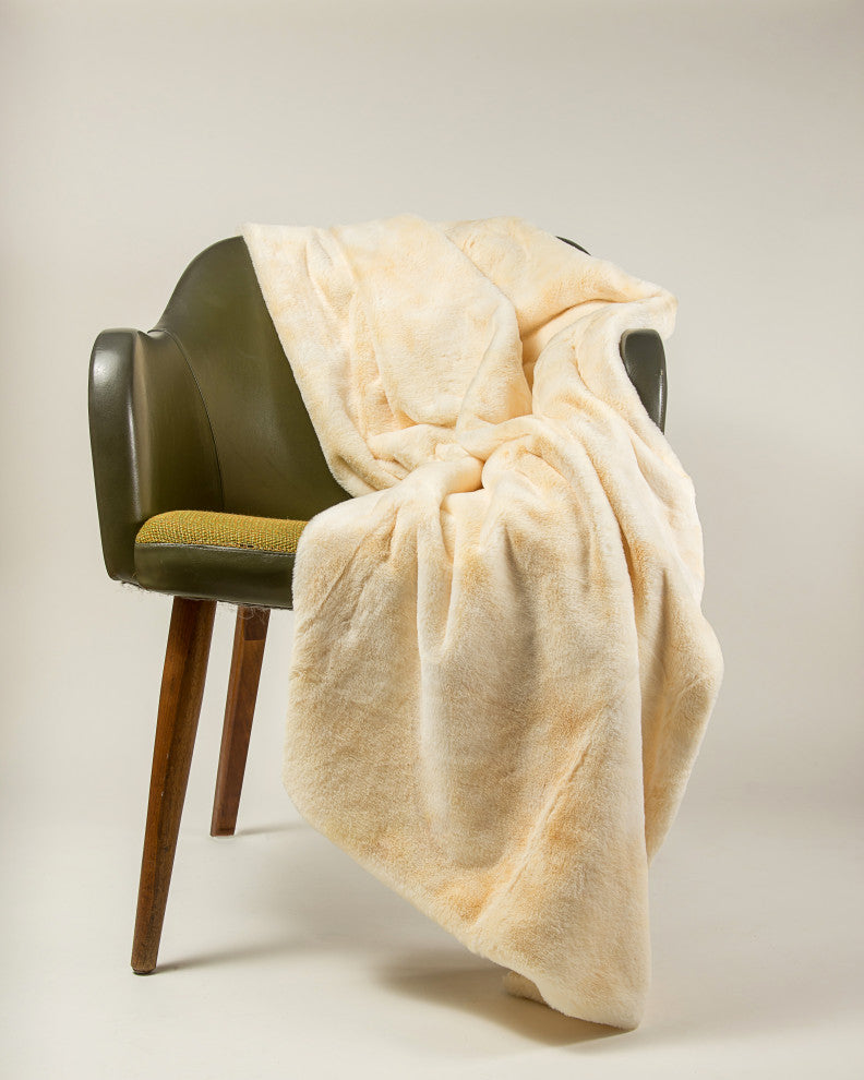 Faux Fur Throw 50"x60", Faux Rabbit Beige