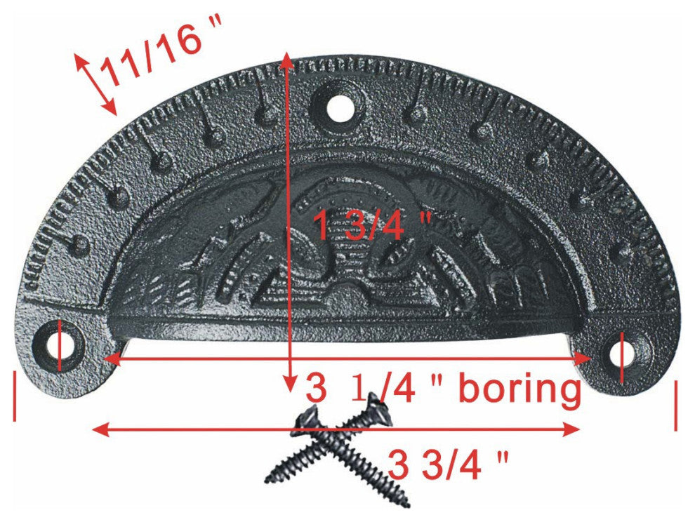 Renovators Supply 4 Pack Drawer Cup Bin Pull Cast Iron Black Cabinet Pull