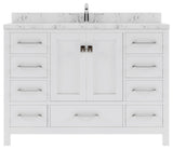 Caroline Avenue 48" Bath Vanity, White With Marble Quartz Top