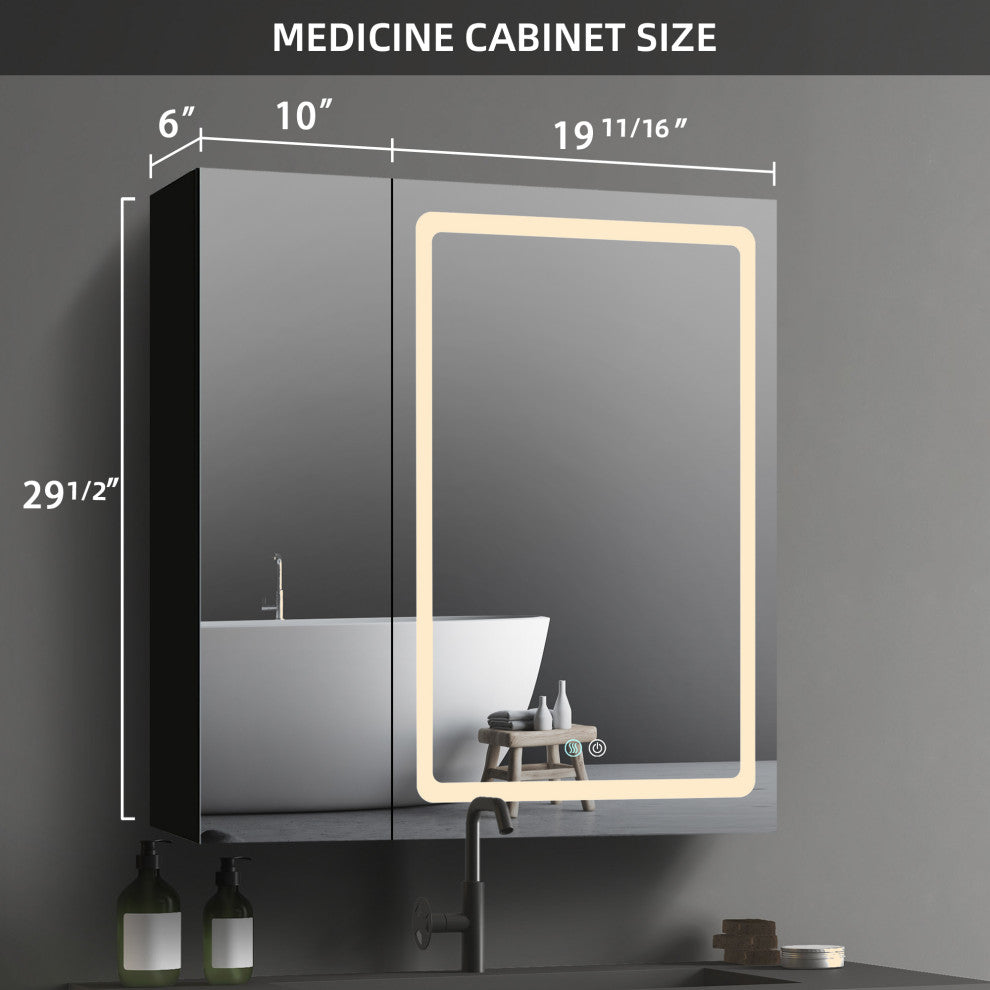 30"x30" Surface Mount Frameless LED Medicine Cabinet With Anti-Fog and Dimmable