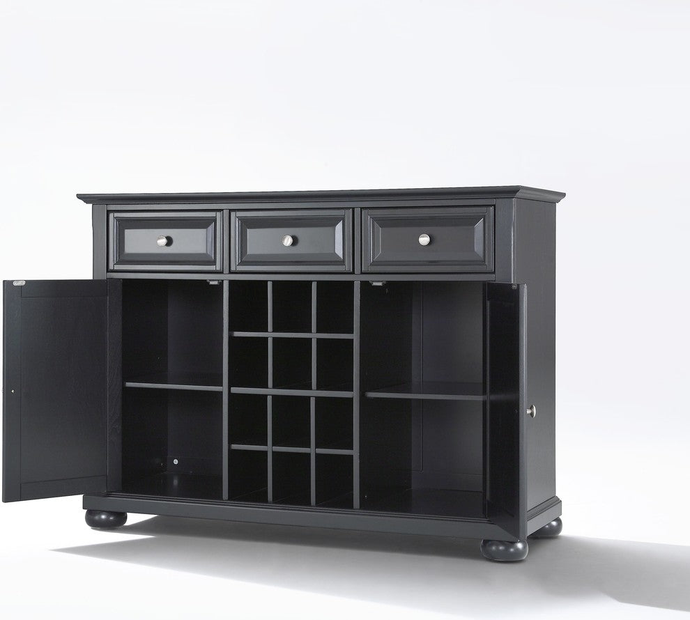 Alexandria Buffet Server / Sideboard Cabinet With Wine Storage, Black Finish