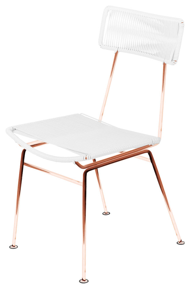 Hapi Indoor/Outdoor Handmade Dining Chair, White on Copper