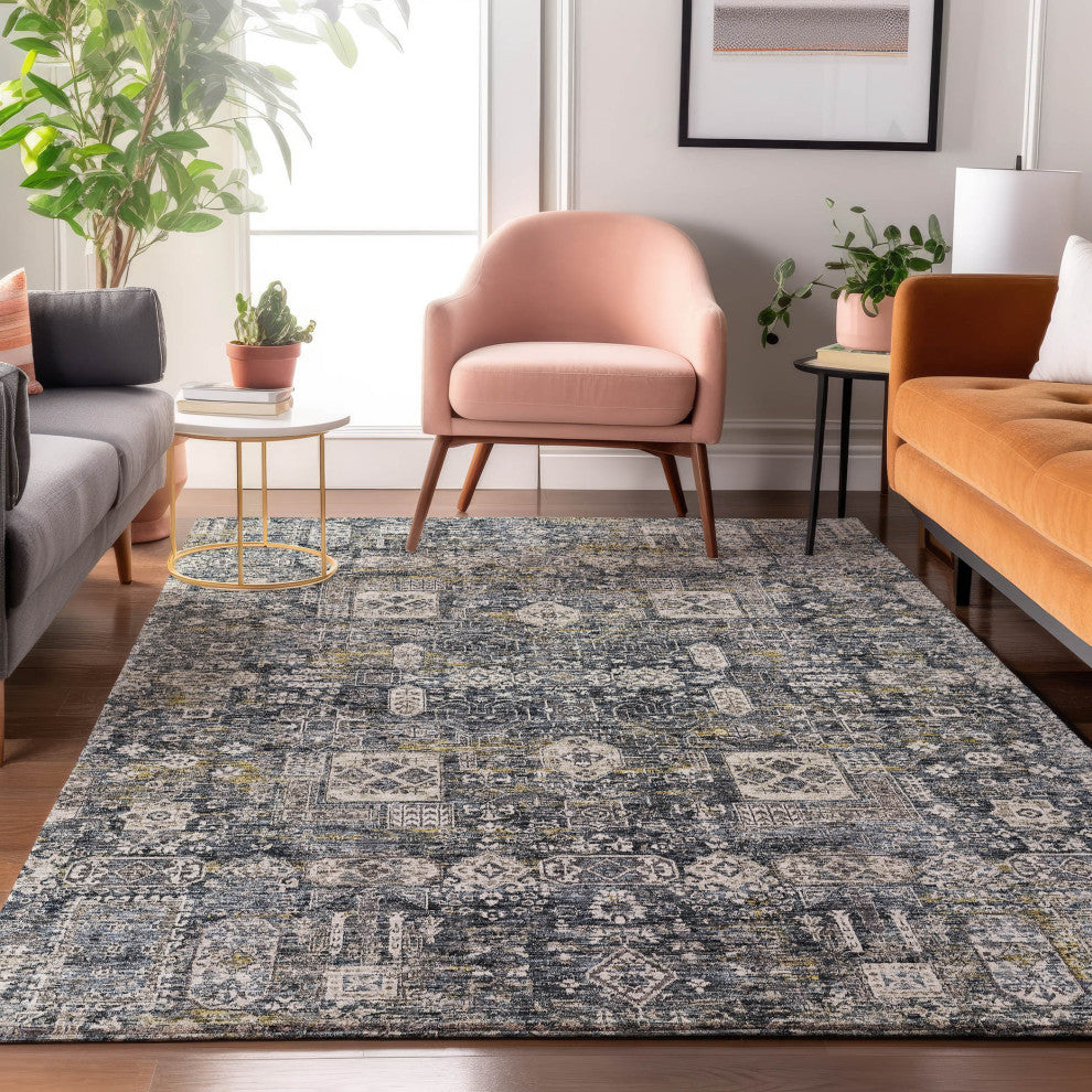 Premium Machine Washable Mayfield AMF637 Charcoal 9' x 12' Rug