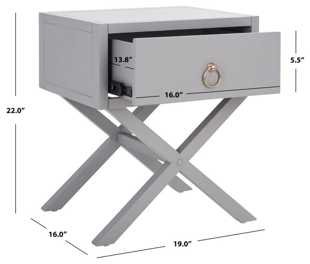 Safavieh Odilia 1 Drawer Nightstand, Grey