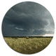 Rainy Cloud Over Green Pasture, Landscape Large Disc Metal Artwork, 11"