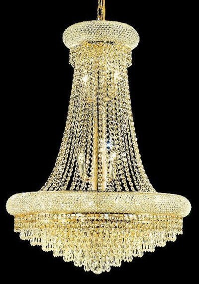 Elegant Primo Dining Room Light, Gold Finish With Royal Cut Crystal