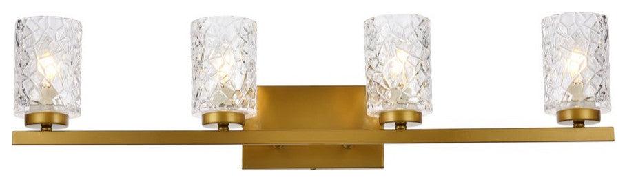 Conor 4-Light Bath Sconce, Brass With Clear Shade